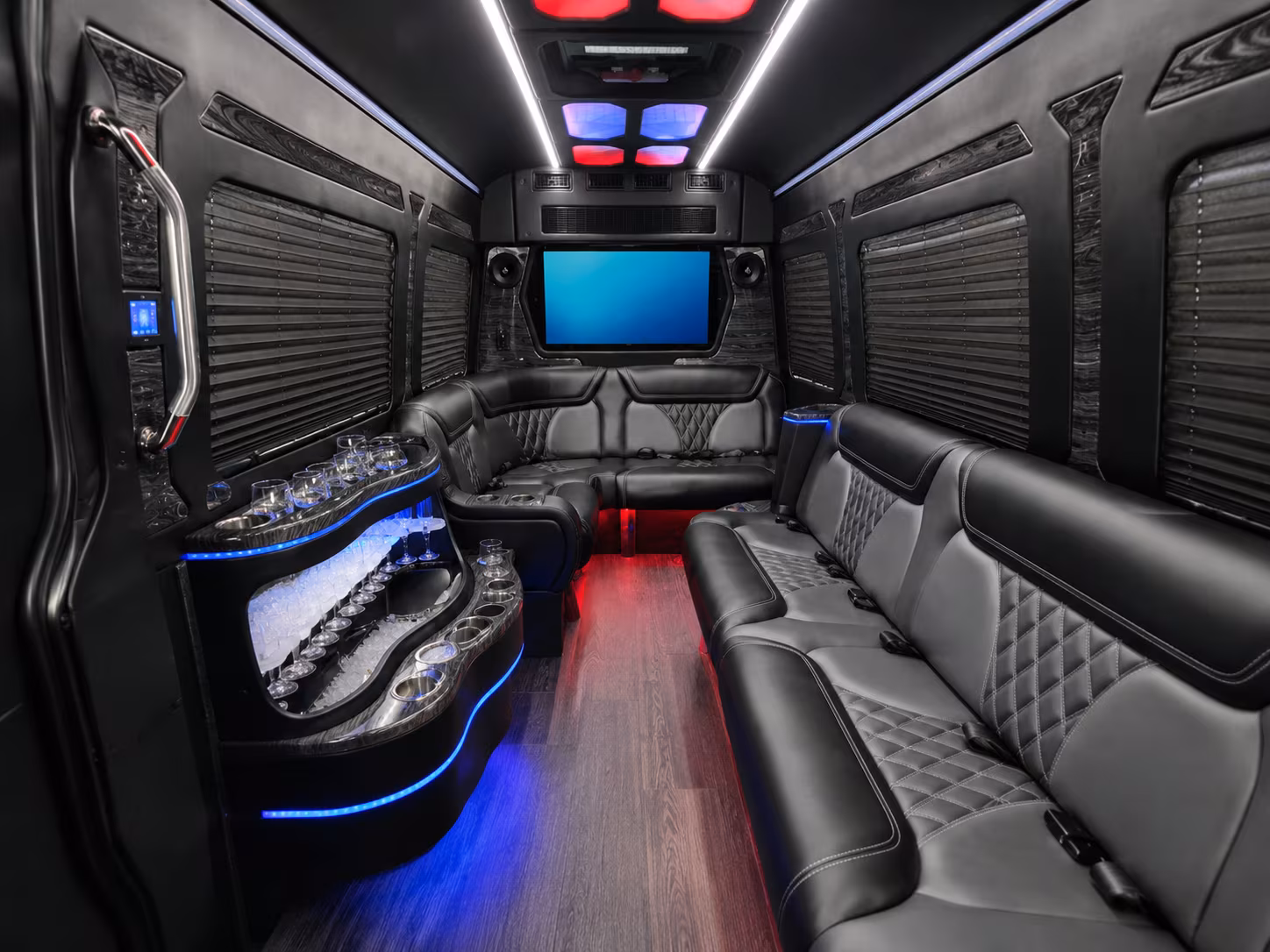 Edison School Event Transportation party bus interior