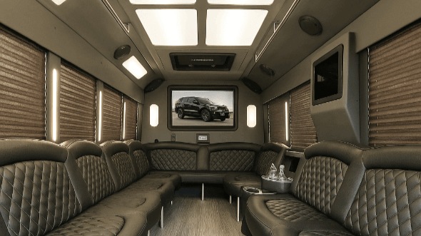 Interior of Charter Bus Company Old Bridge Township's 25 Passenger Party Bus in Old Bridge Township