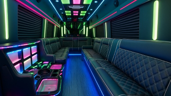 Interior of Charter Bus Company Perth Amboy's 25 Passenger Party Bus in Perth Amboy