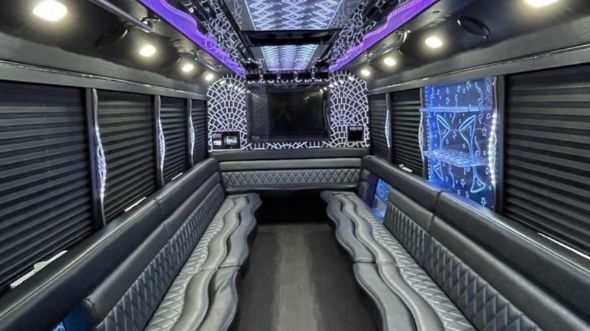 Interior of Charter Bus Company Elizabeth's 40 Passenger Party Bus in Elizabeth
