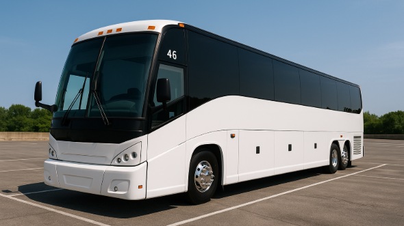 Exterior of Charter Bus Company Edison's 44 Passenger Charter Bus in Edison